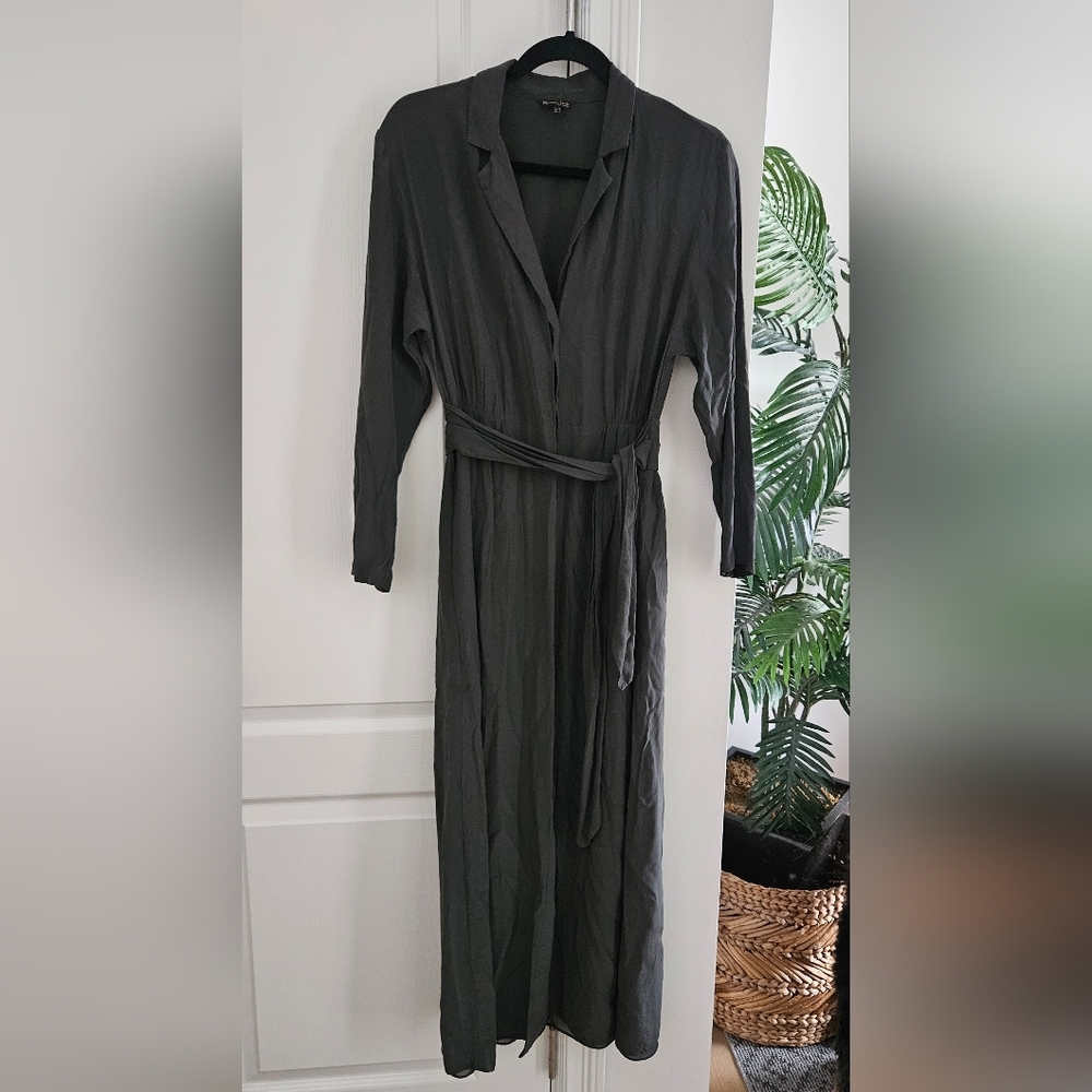 Massimo Dutti Green Long Sleeve Dress